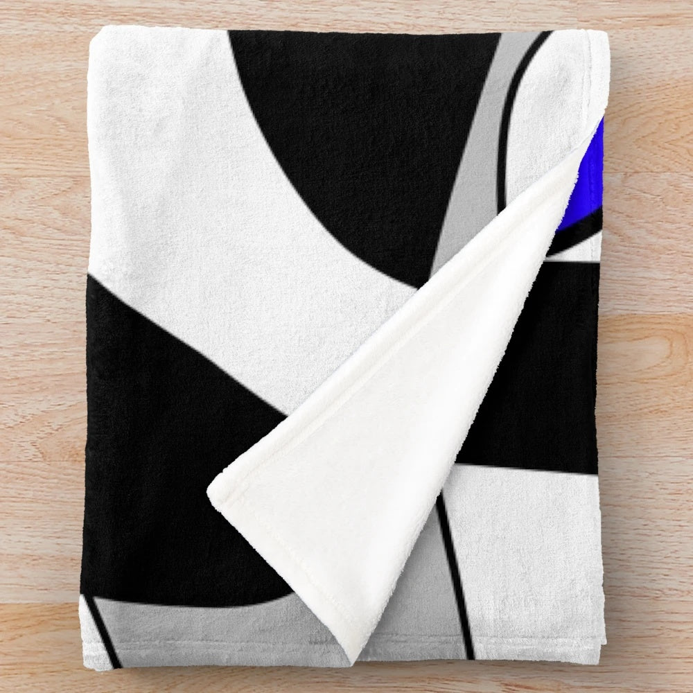 Blue abstract motion plush blanket with geometric patterns and contemporary design