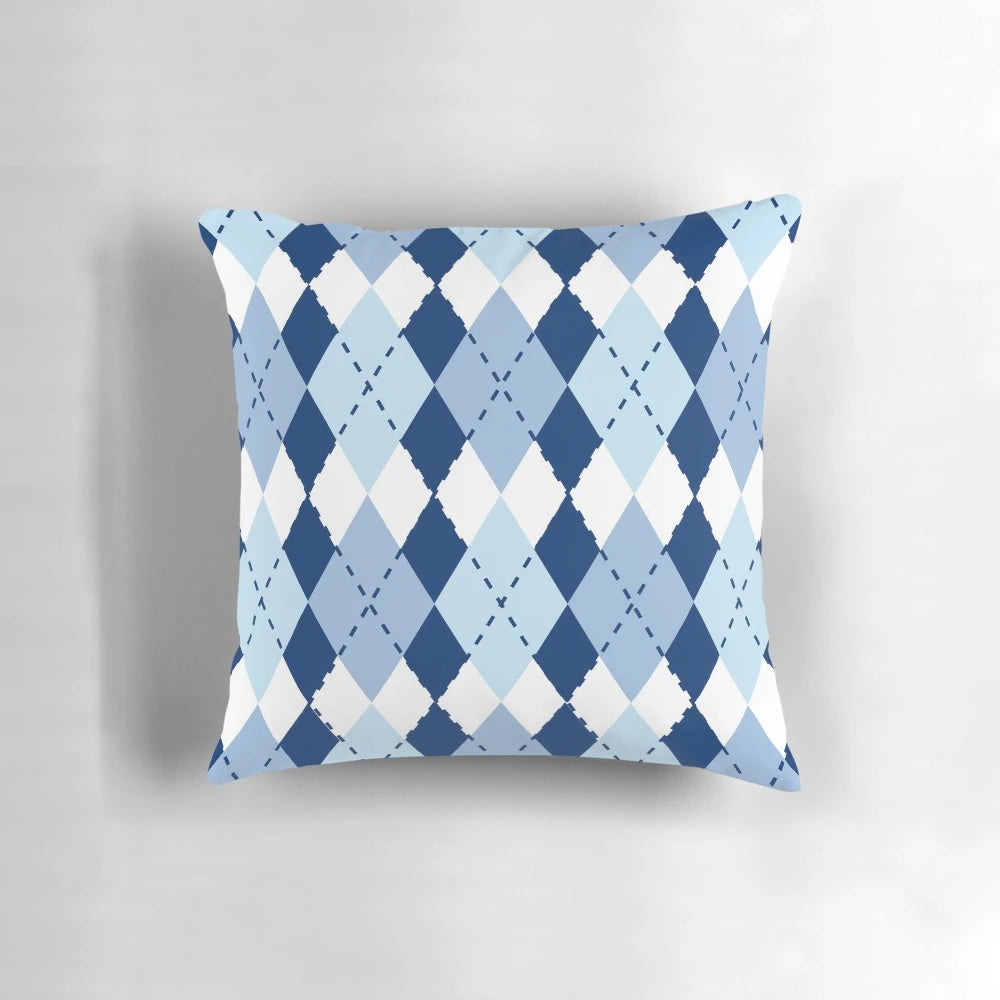 Soft, blue argyle preppy pillow