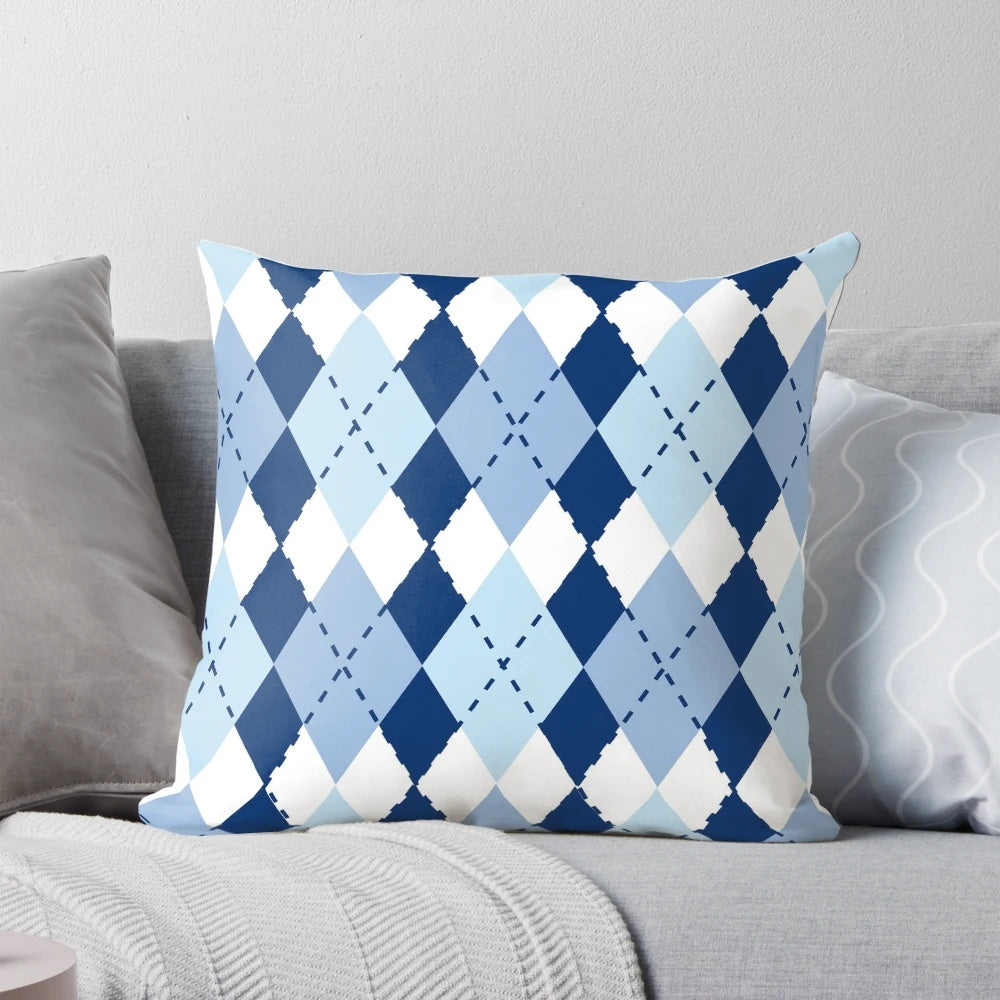 Soft, blue argyle preppy pillow
