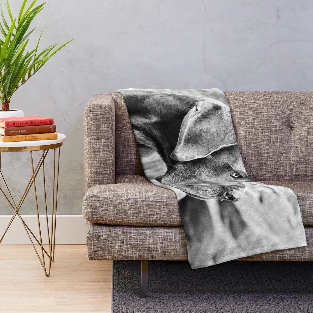 Blue Black Great Dane Plush Blanket
