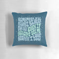 Blue Pillow with Heartwarming Mom Quotes and Illustrations