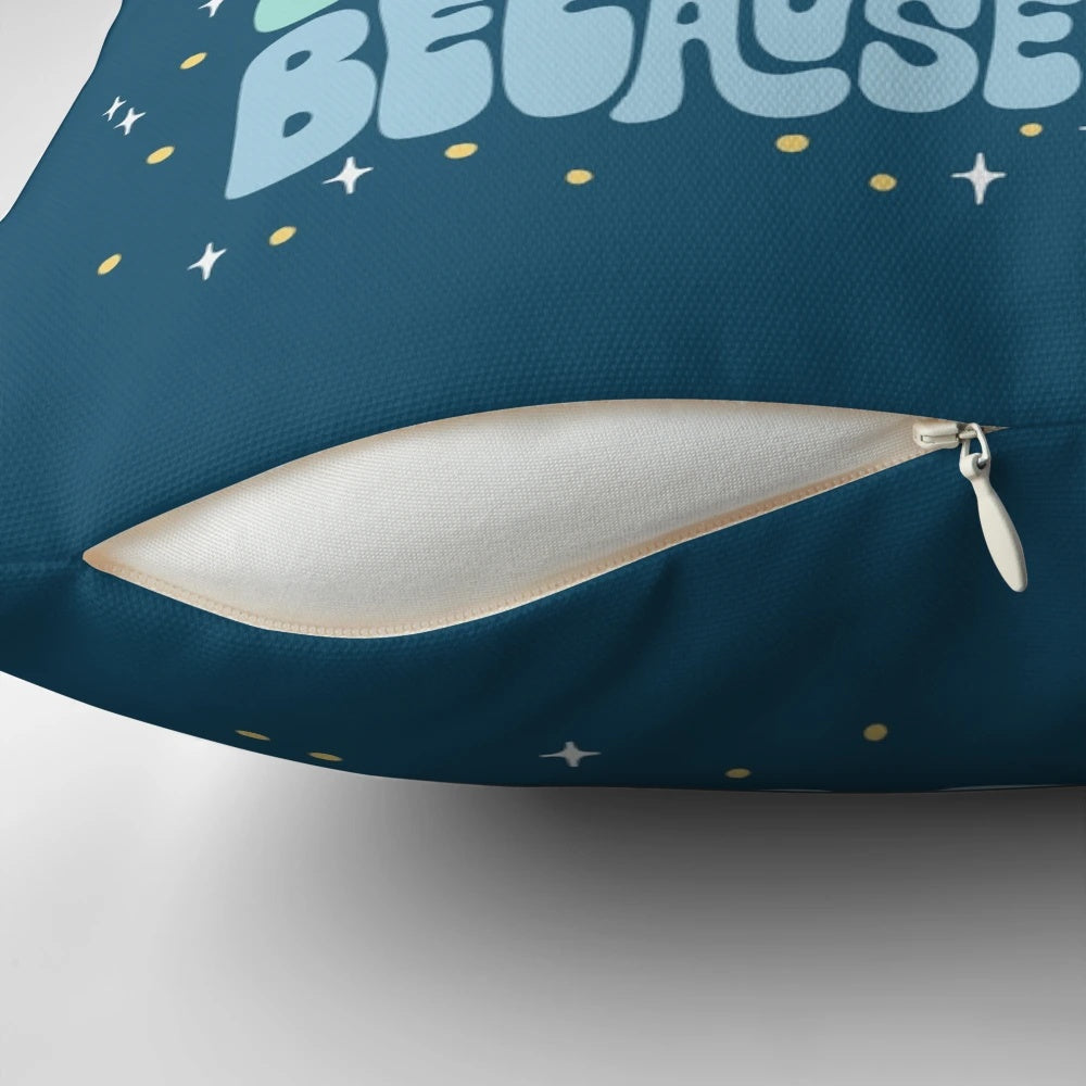 Blue Pillow with Heartwarming Mom Quotes and Illustrations
