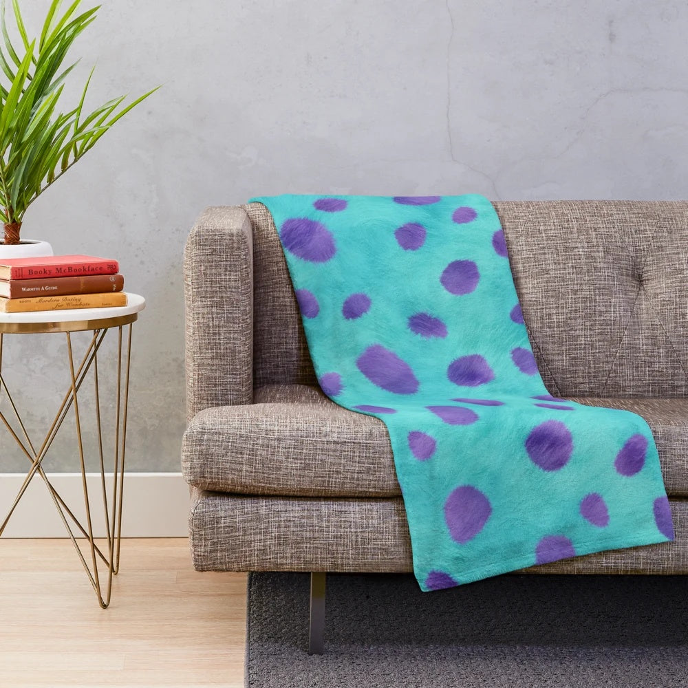 Soft and fluffy blue monster-inspired plush blanket