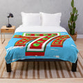 Soft, snuggly blue plush blanket with a cosmic galaxy pattern design