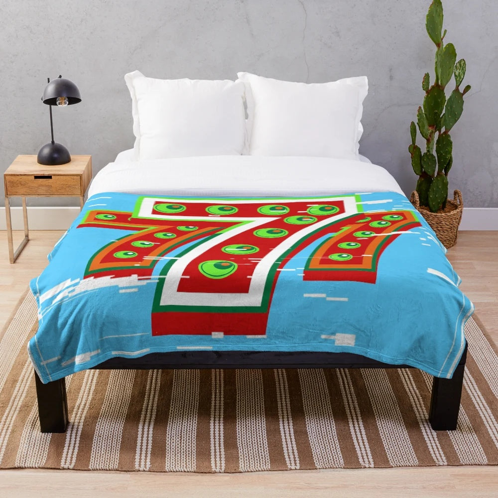Soft, snuggly blue plush blanket with a cosmic galaxy pattern design