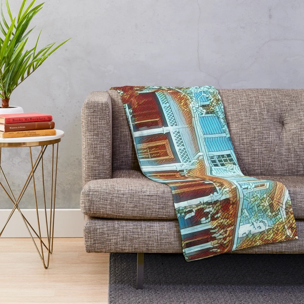 Blue plush blanket with Gilmore Girls-inspired design