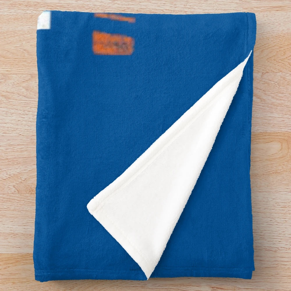 Blue plush blanket with New York Islanders hockey team logo