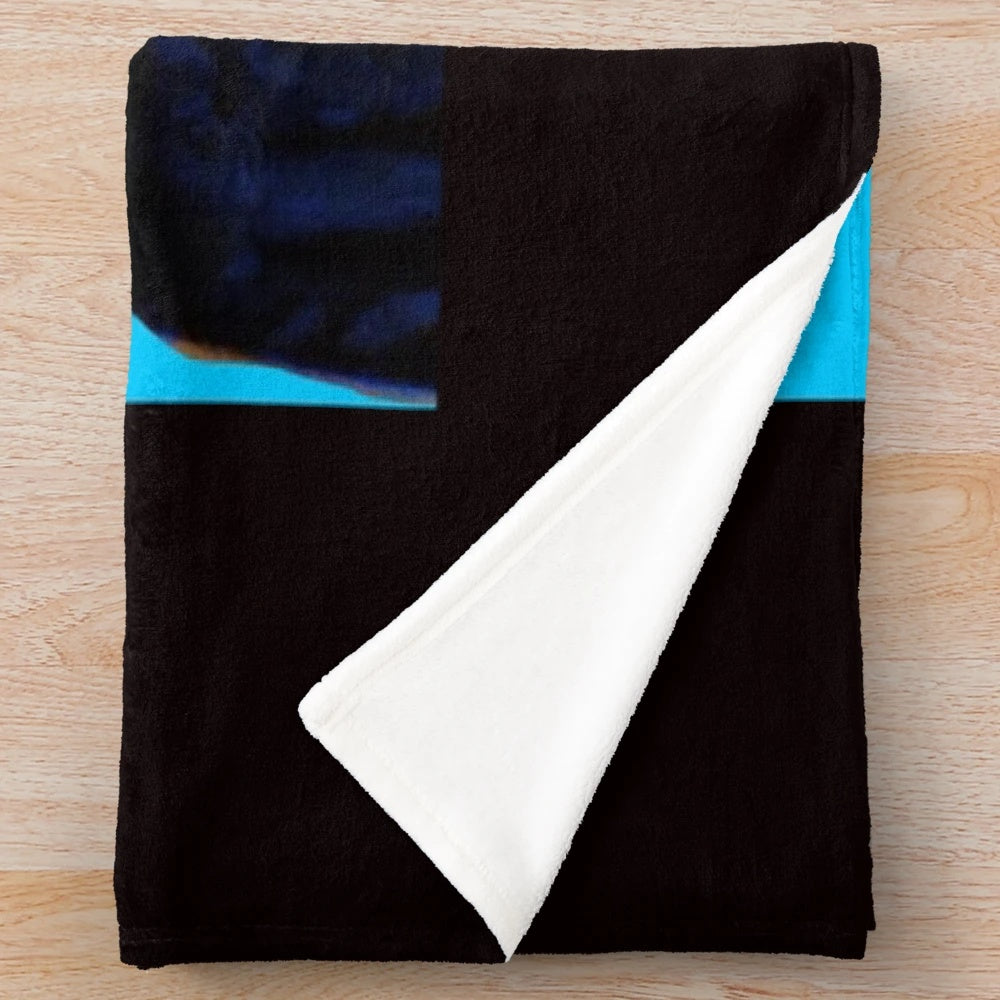 Blue plush blanket featuring a vintage-inspired Gregory Peck design