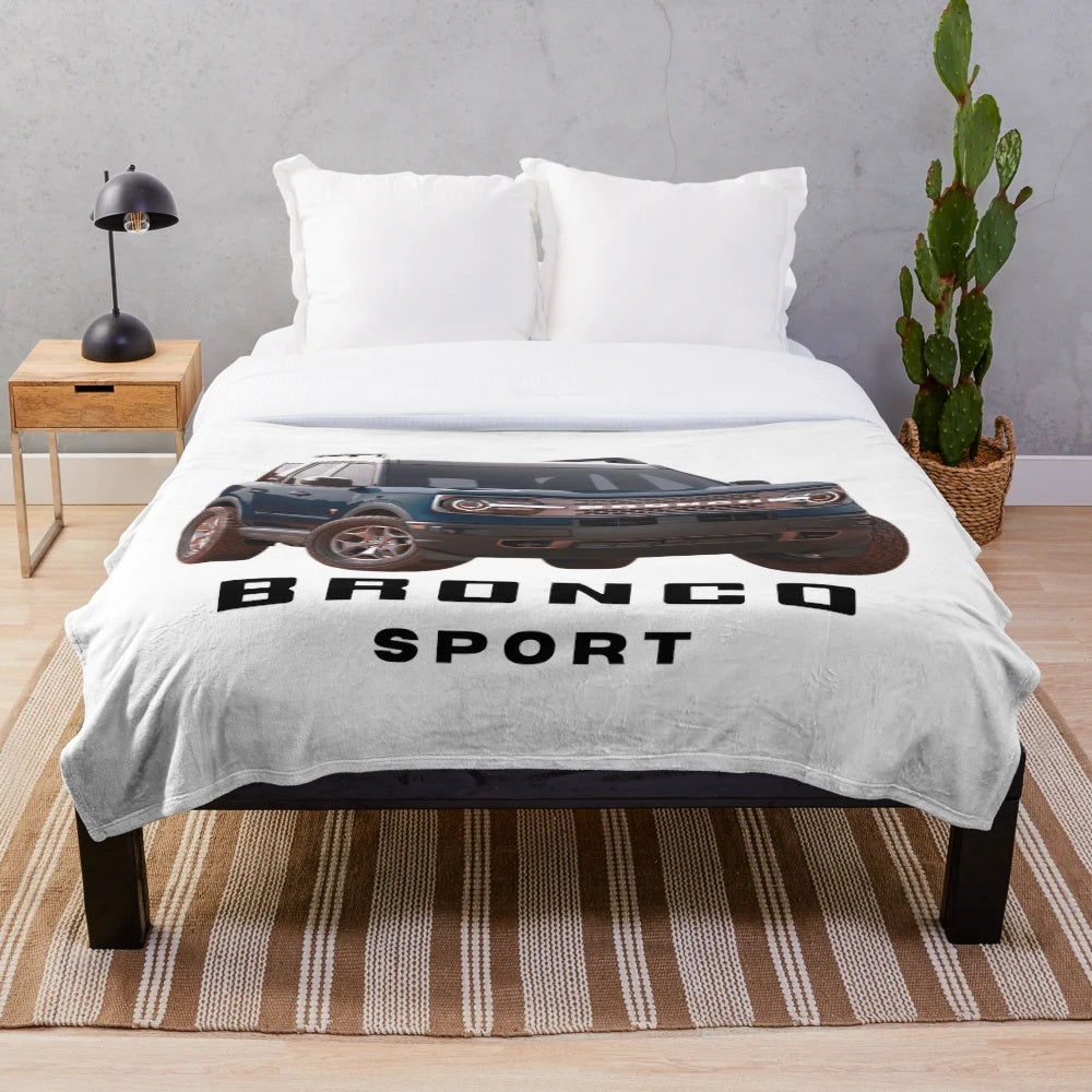 Ford Bronco Sport inspired blue plush blanket