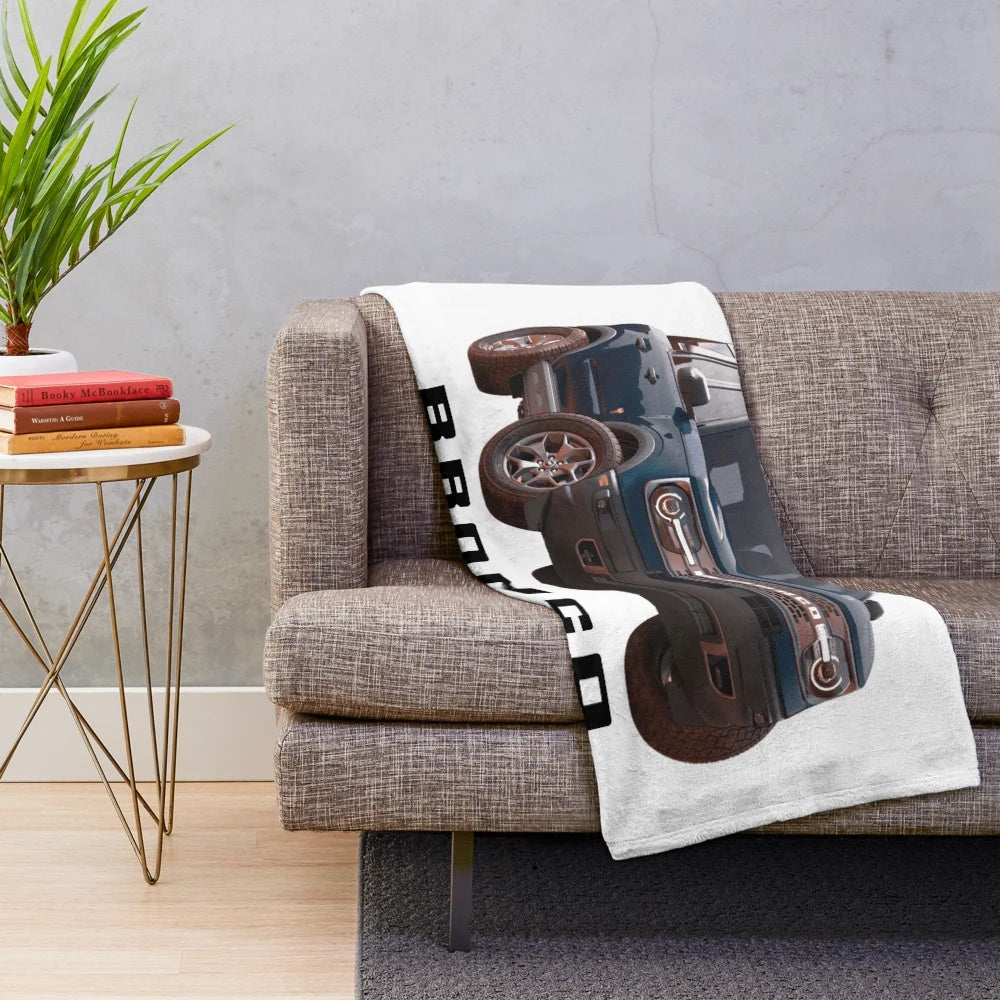Ford Bronco Sport inspired blue plush blanket