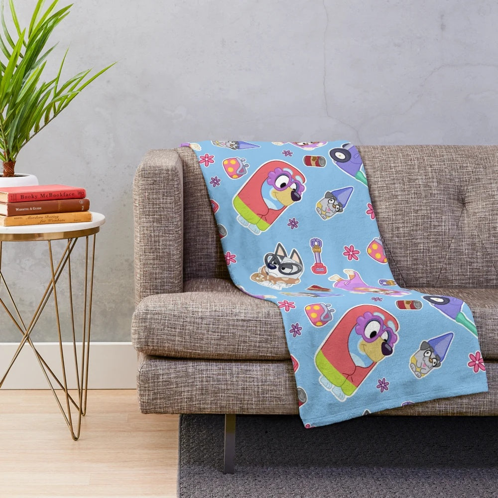 Blue plush blanket with cute blue heeler dog design