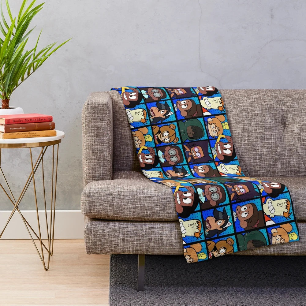 Blue plush blanket featuring characters from the cartoon series Craig of the Creek