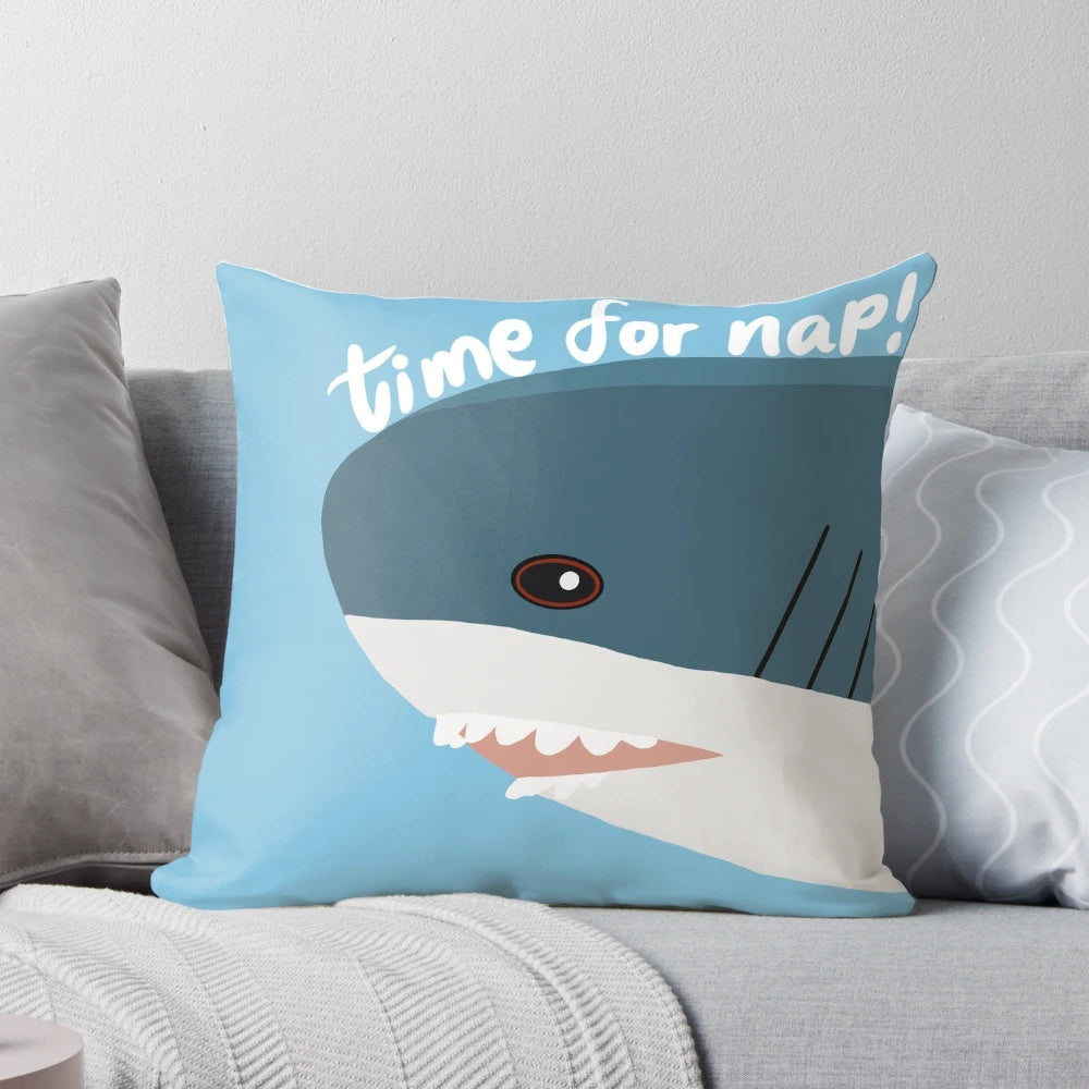Soft and cuddly blue shark-shaped pillow for relaxation and sleep