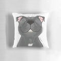 Soft, blue Staffordshire Bull Terrier dog pillow with a smiling face