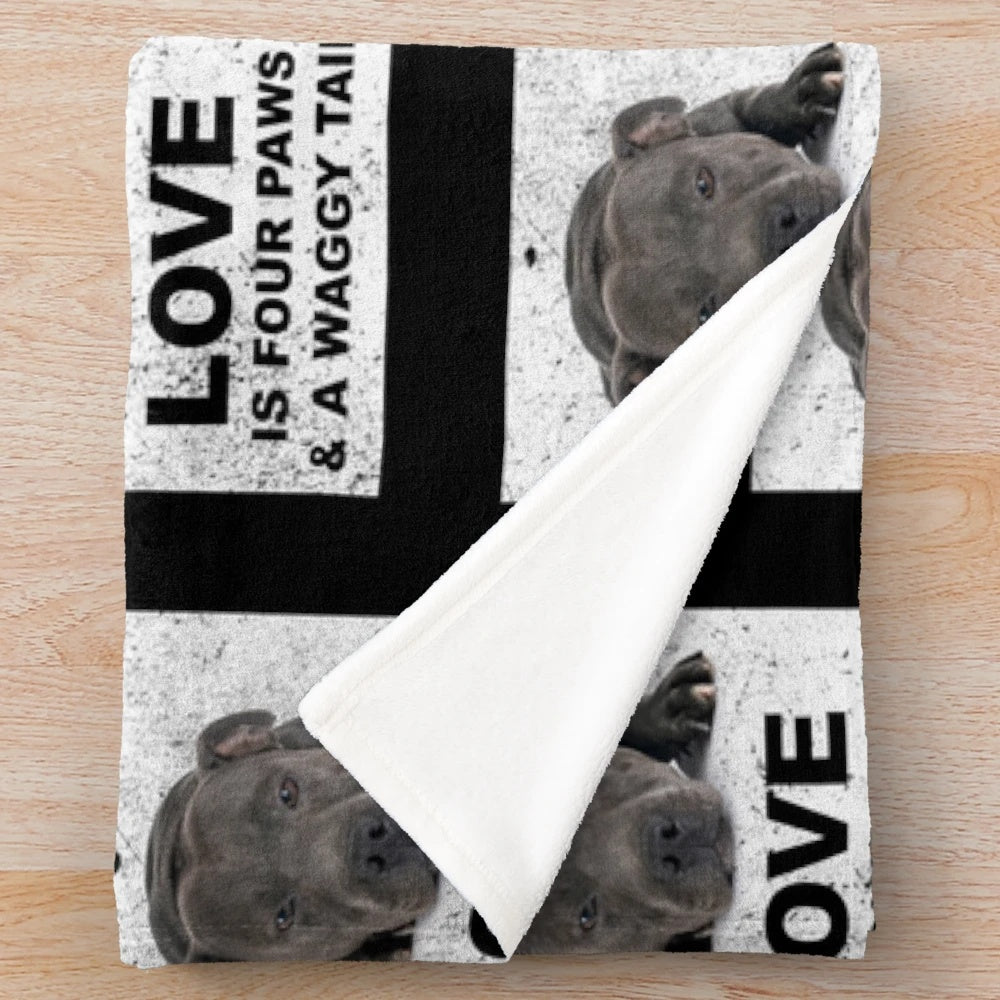 Blue Staffordshire Bull Terrier Plush Blanket
