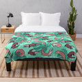 Cozy blue tongue skink plush blanket with a cute, cartoon-like design