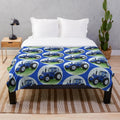 Blue tractor plush blanket for farm and country home decor