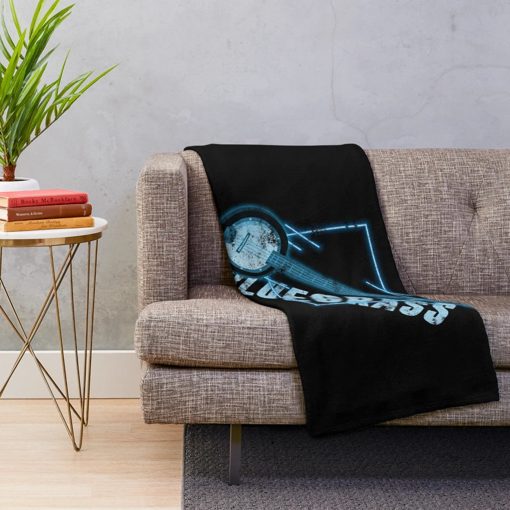 Plush blanket featuring bluegrass music and country music instruments like a banjo and guitar