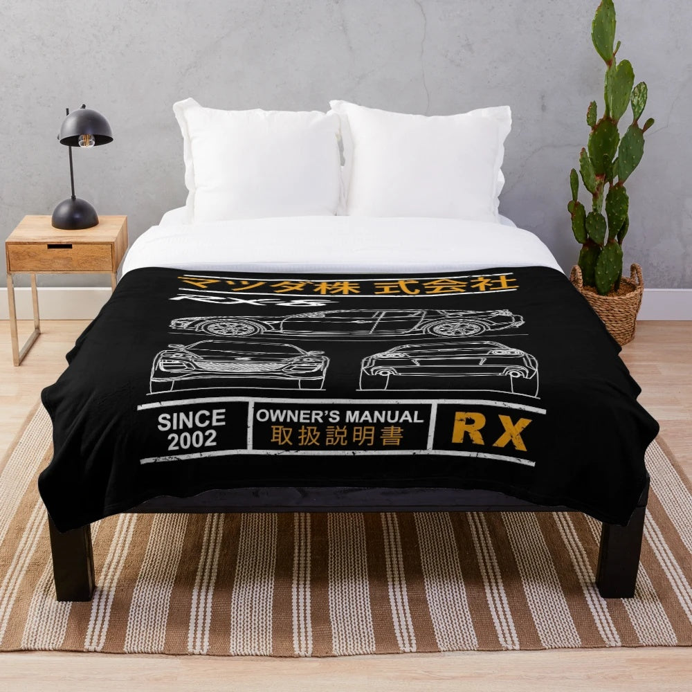 RX-8 blueprint-themed plush blanket