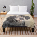 Bluetick Coonhound painting on a plush fleece blanket