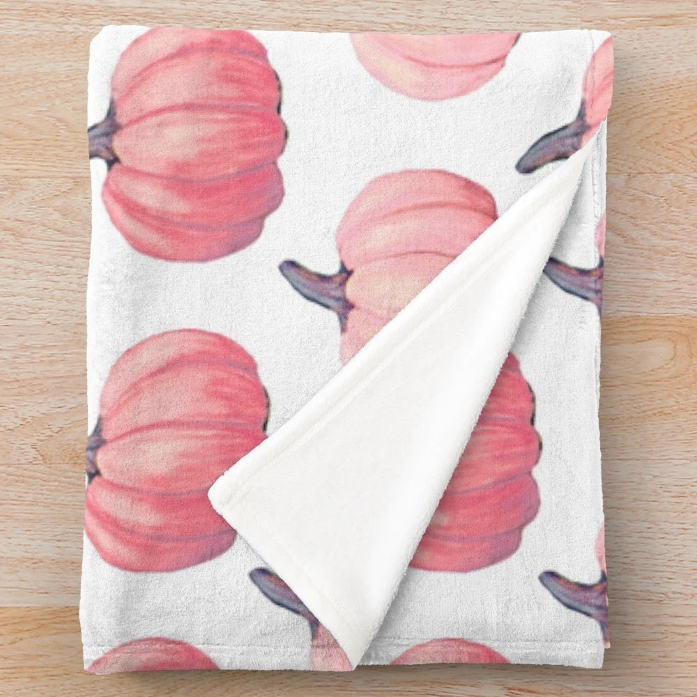 Blush pink pumpkin plush blanket