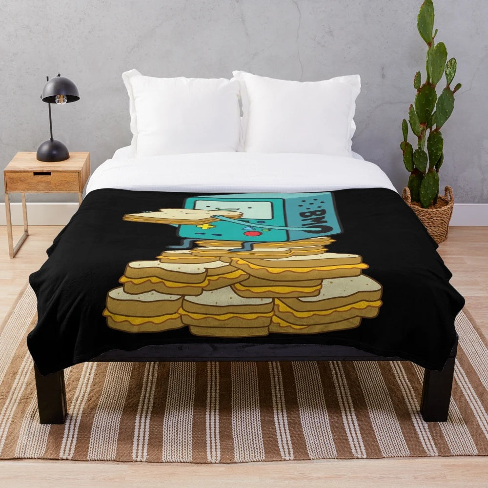 BMO Inspired Plush Blanket - Cozy, Soft Cartoon Character Throw