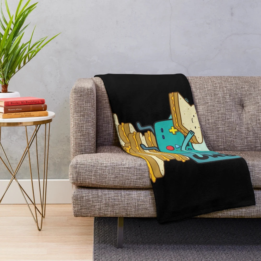 BMO Inspired Plush Blanket - Cozy, Soft Cartoon Character Throw