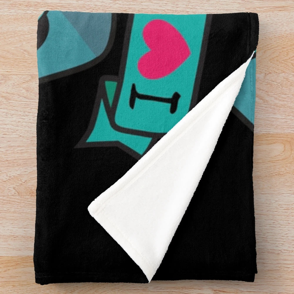 BMO skateboard plush blanket with cartoon design