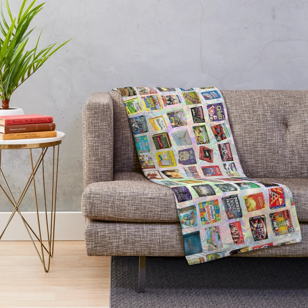 Plush board game-themed blanket with game pieces