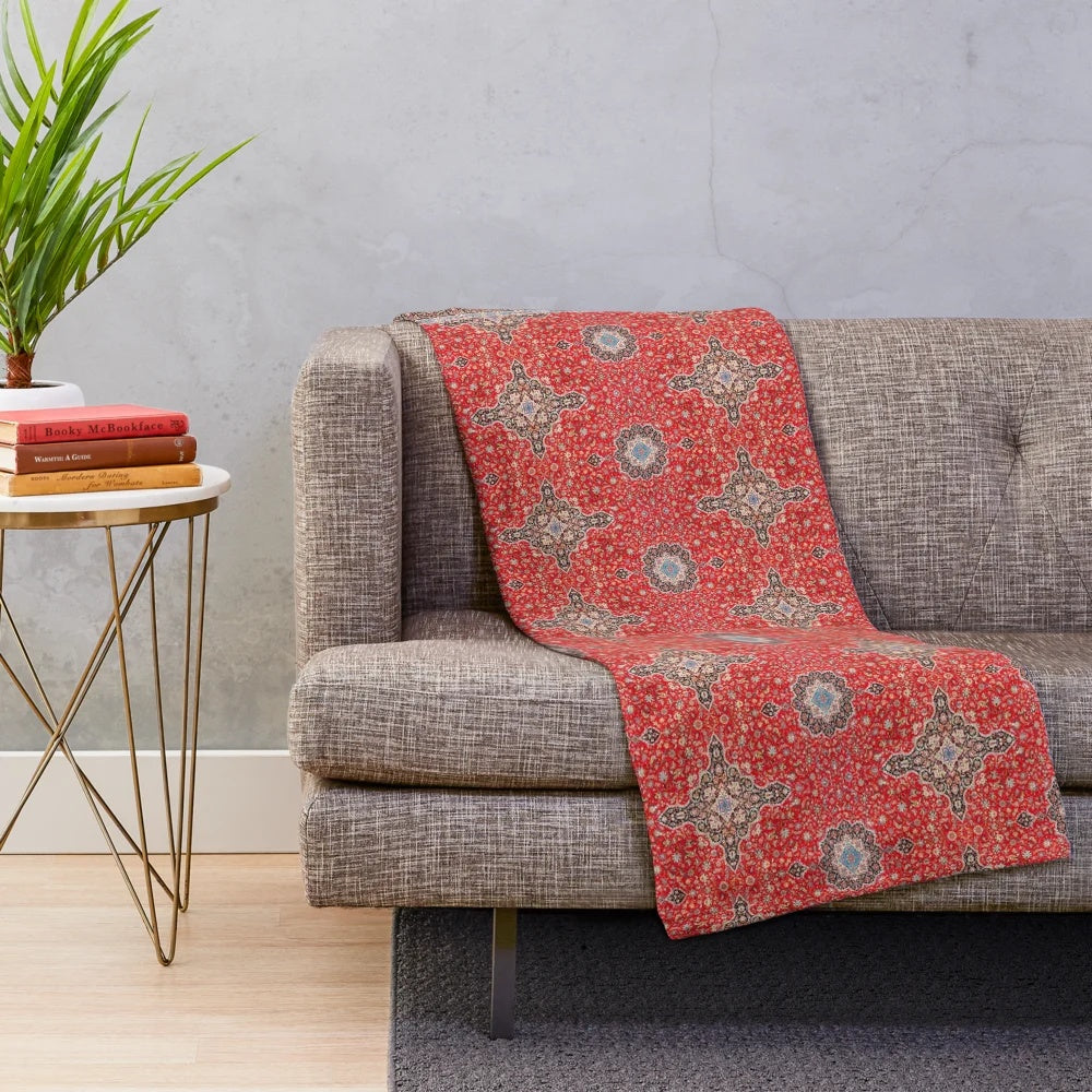 Cozy bohemian plush blanket with traditional Moroccan-inspired design