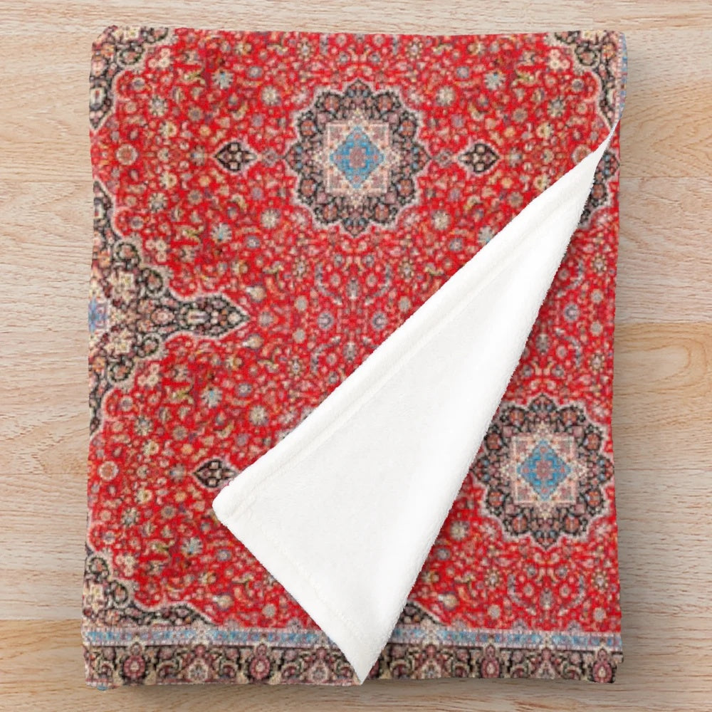 Cozy bohemian plush blanket with traditional Moroccan-inspired design