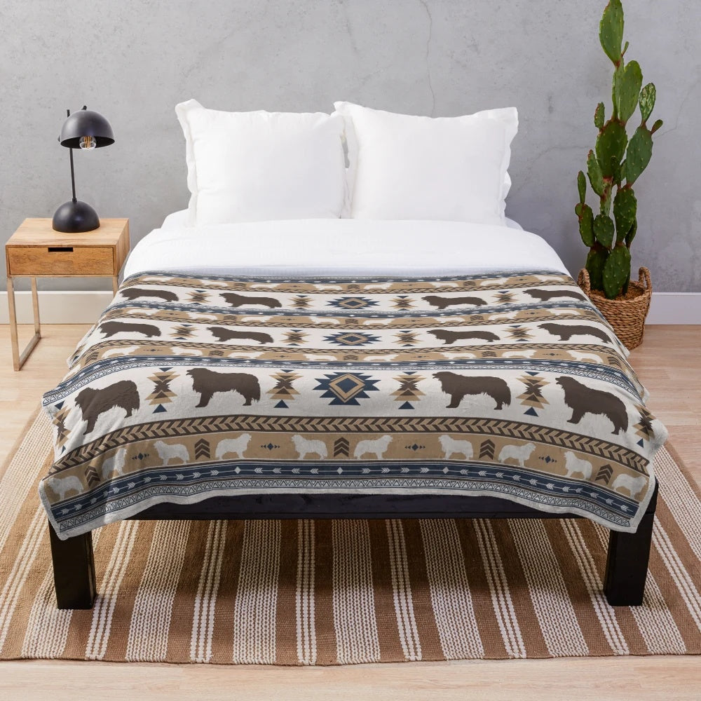 Bernese mountain dog boho-style plush blanket