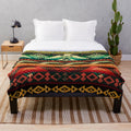 Native American inspired plush blanket with geometric tribal patterns