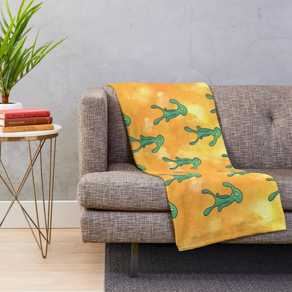 Bold and Brash" inspired plush blanket featuring Squidward and other Spongebob characters