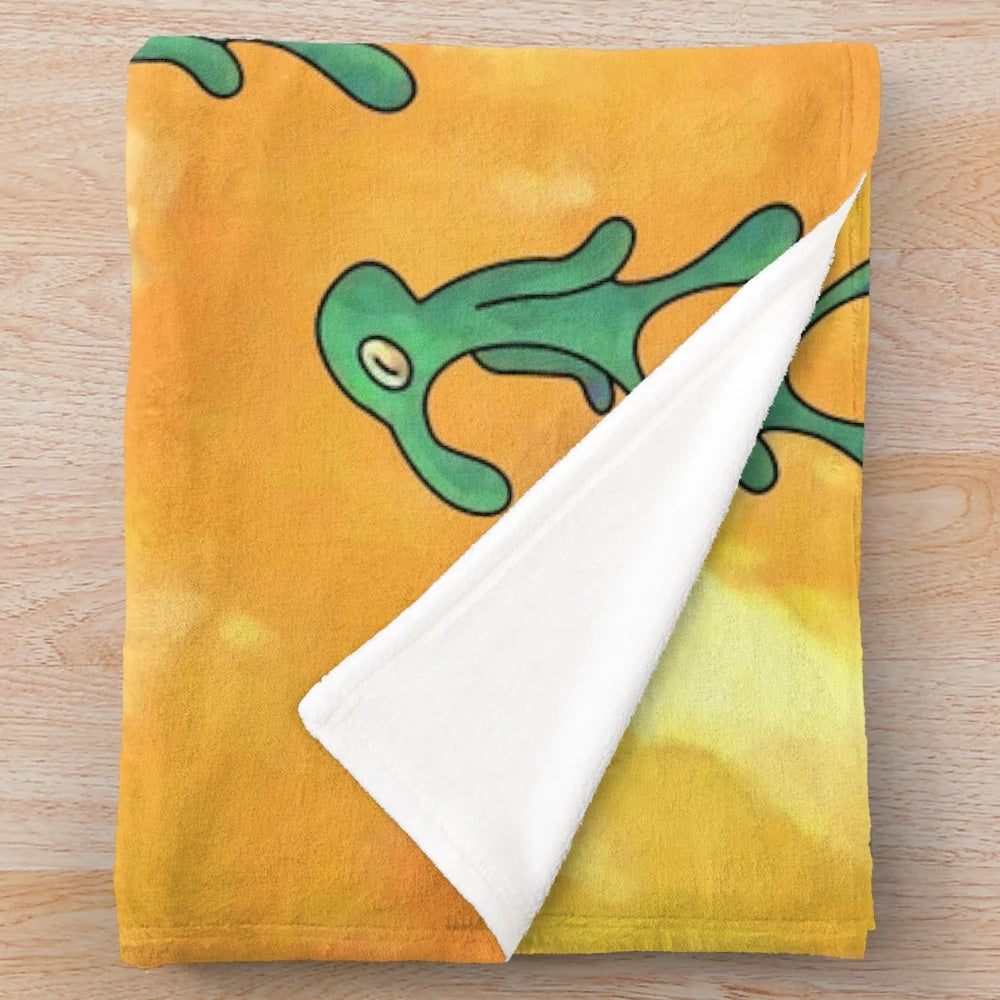 Bold and Brash" inspired plush blanket featuring Squidward and other Spongebob characters