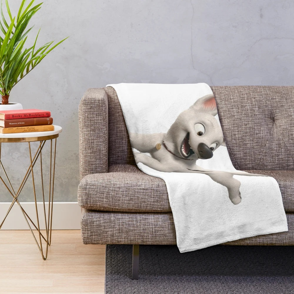 Plush bolt themed blanket with a cute dog design