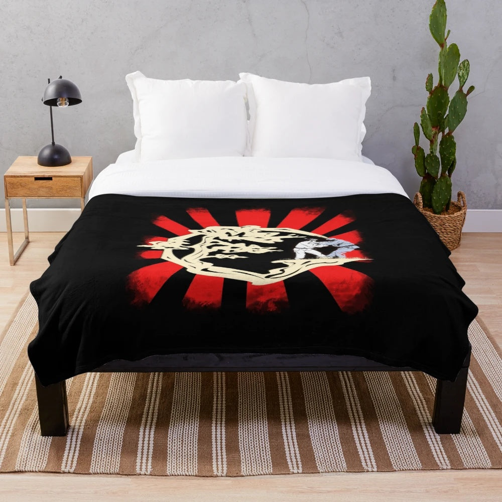 Bonsai judo inspired plush blanket with Japanese design