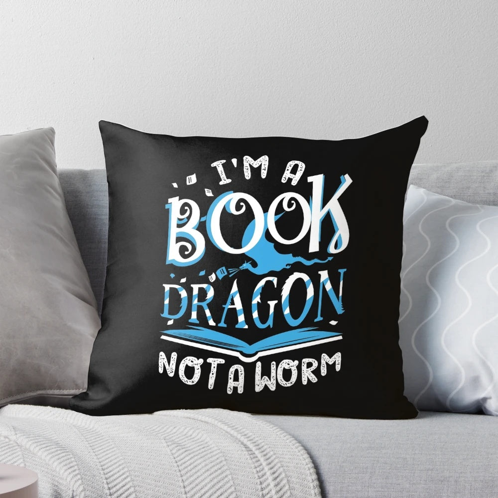 Plush book dragon-themed pillow for book lovers and bookworms