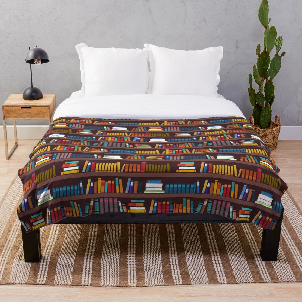 Cozy book pattern plush blanket for avid readers and book enthusiasts
