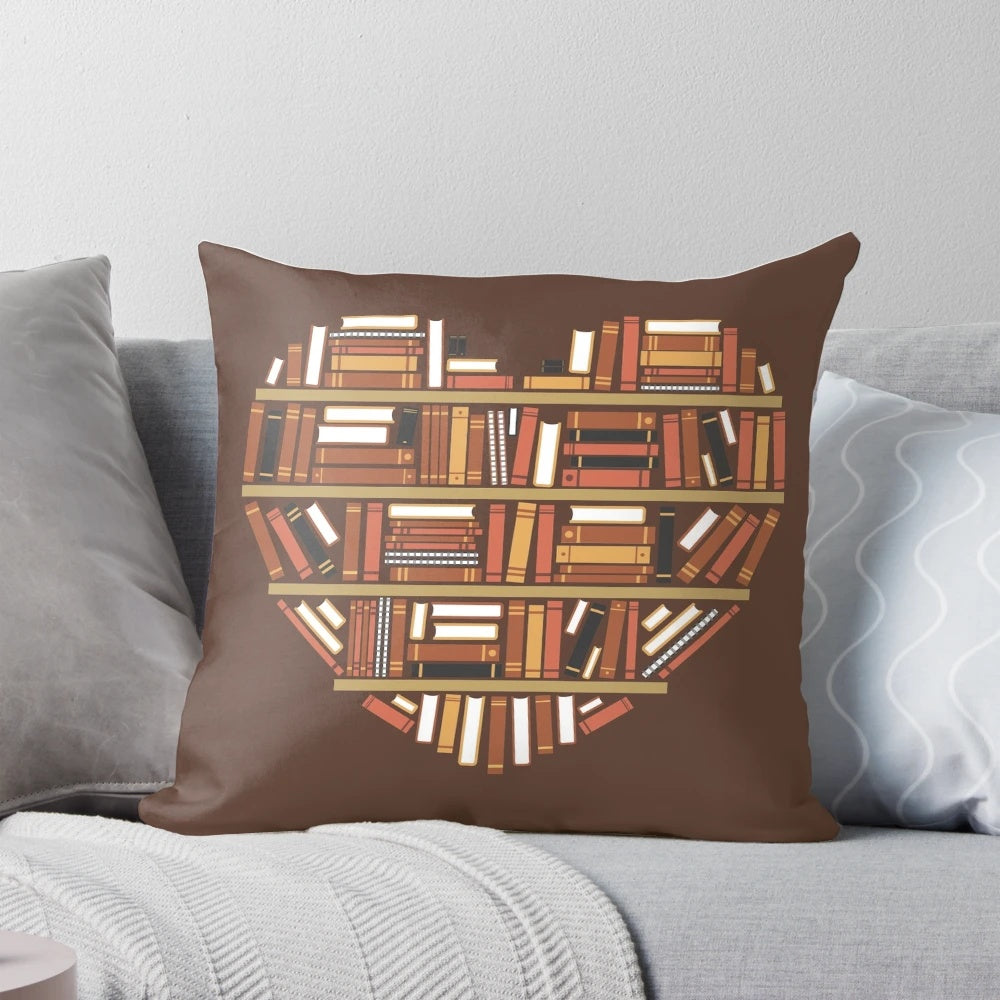 Soft, plush pillow featuring the text "I Heart Books" against a book-themed design