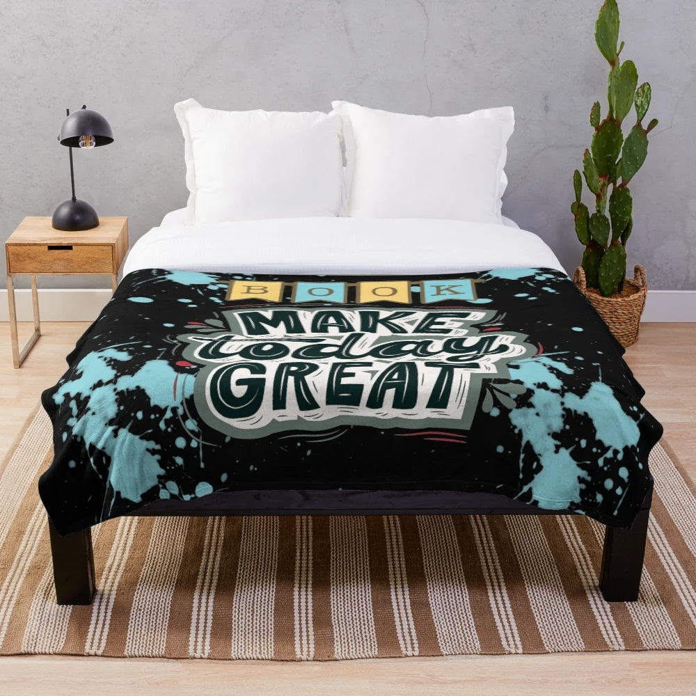 Cozy plush blanket with a book reading design