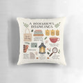 A whimsical pillow featuring a stack of books, perfect for book lovers and bookworms