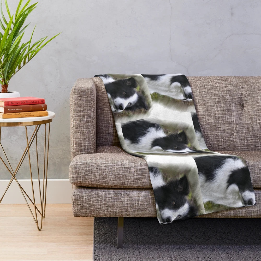 Soft and warm plush blanket featuring a border collie design, perfect gift for dog lovers
