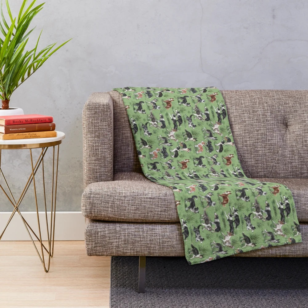 Border Collie plush blanket with dog breed image