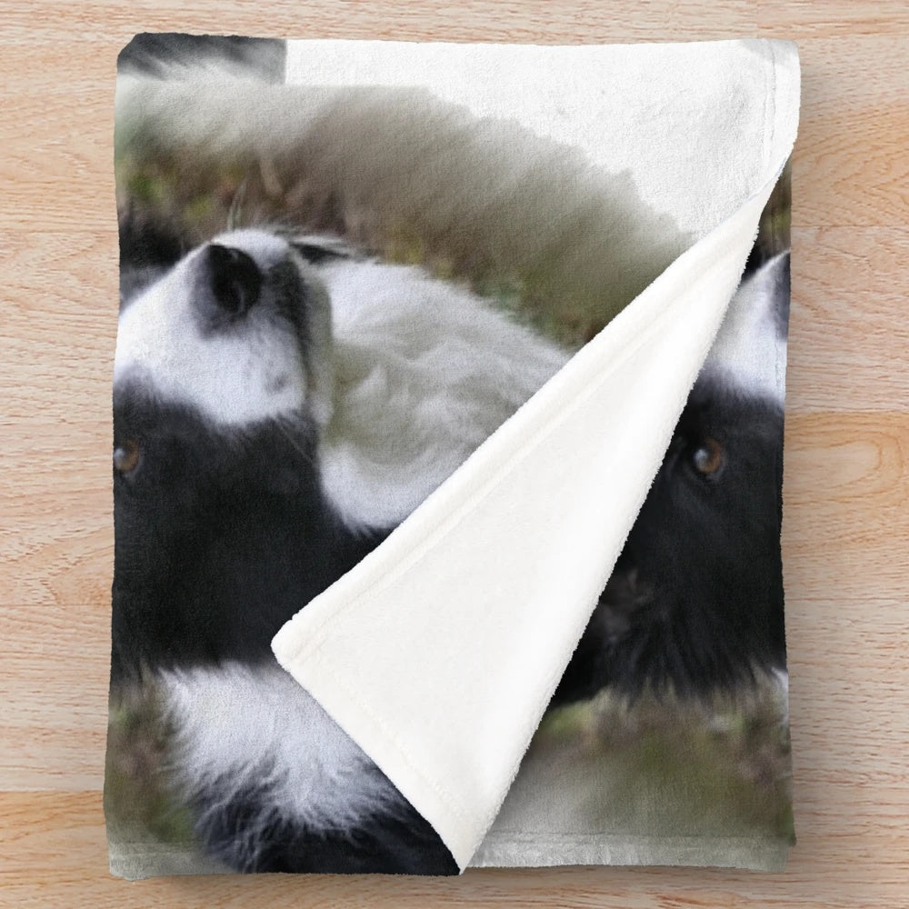 Soft and warm plush blanket featuring a border collie design, perfect gift for dog lovers