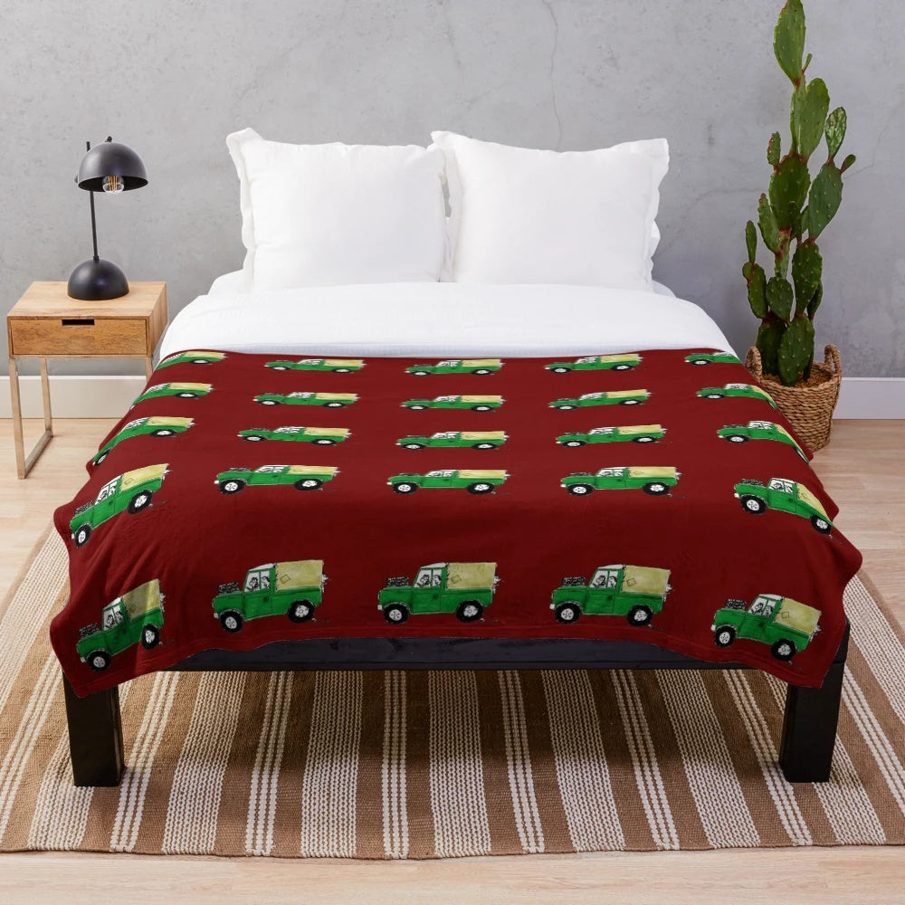 Border Collie Plush Blanket for Land Rover and Jeep Lovers