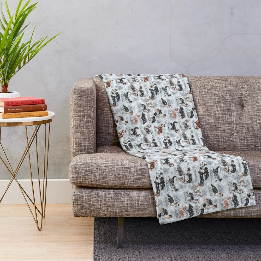 Soft and cuddly border collie plush blanket perfect for the holiday season