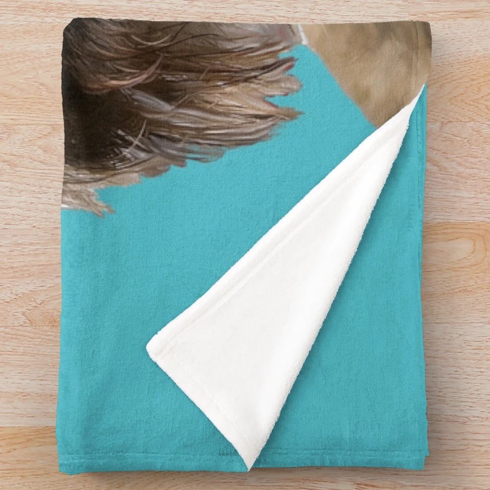 Soft and cuddly plush blanket featuring a border terrier dog portrait
