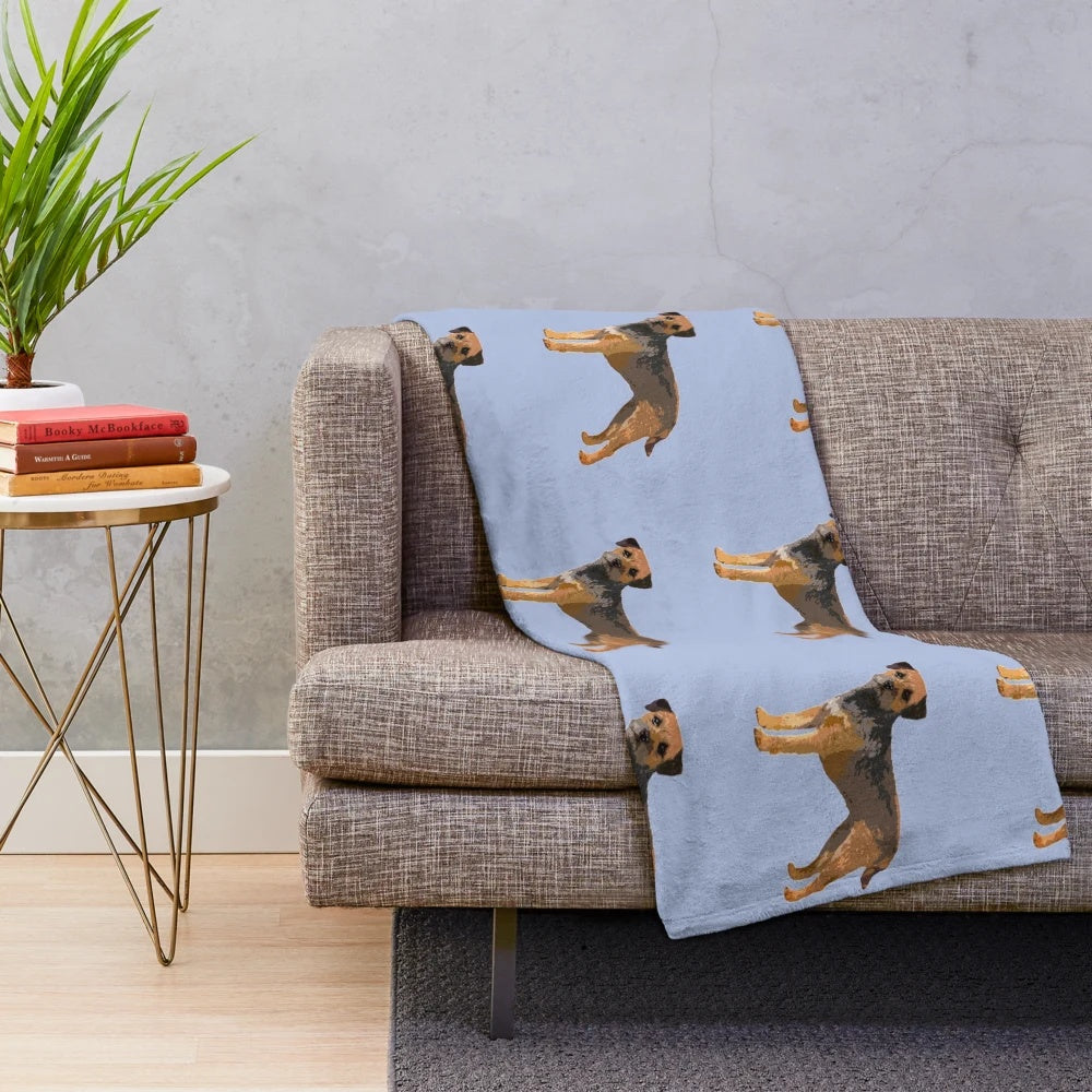 Soft and comfy border terrier plush blanket