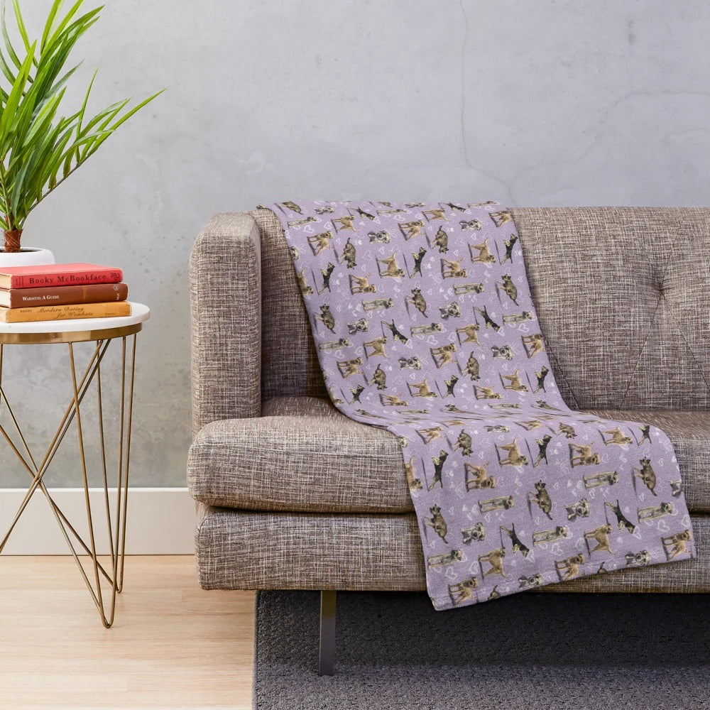 Border Terrier dog breed pattern plush blanket